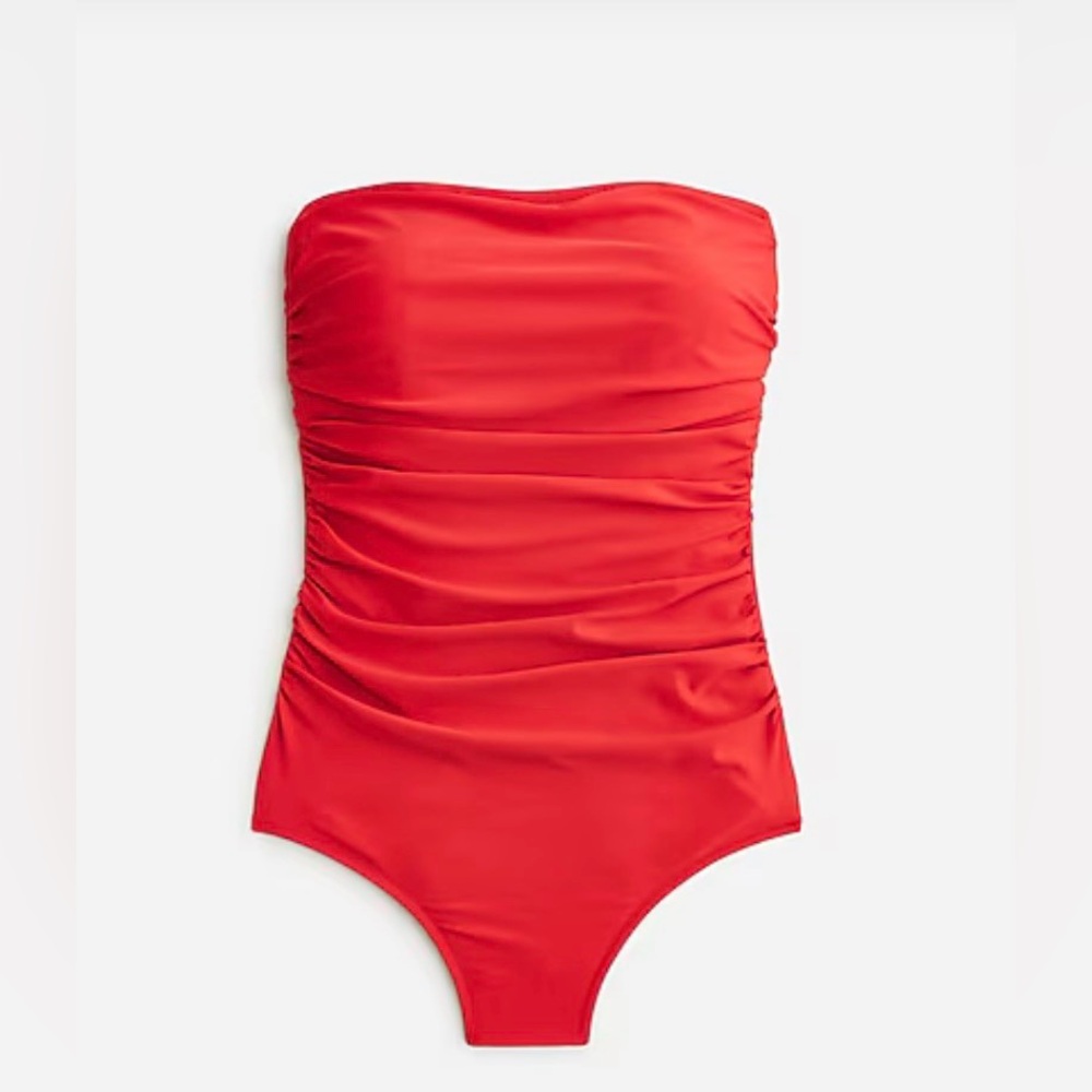 J.Crew Gemma ruched bandeau one-piece 16 in Venetian Red
